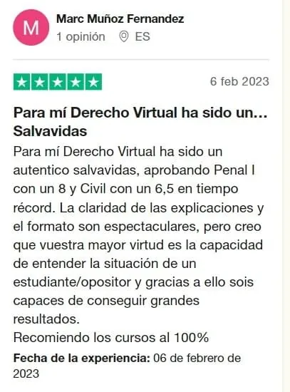 Opinión de un alumno de Derecho Virtual (2 de 9)