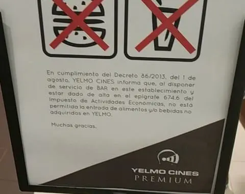 ¿Es legal entrar al cine con comida de fuera?