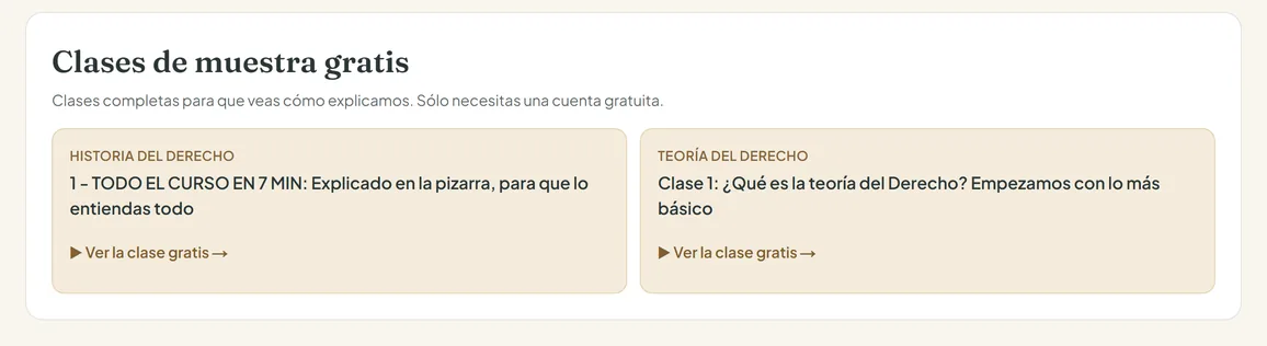 Clases de muestra gratis en el pack de la Universidad de Granada de la Academia de Derecho Virtual