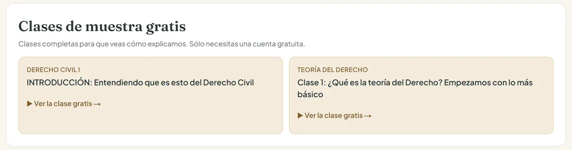 Clases de muestra gratis de Derecho Civil I y Teoría del Derecho en el pack de la Universidad de Sevilla de la Academia de Derecho Virtual