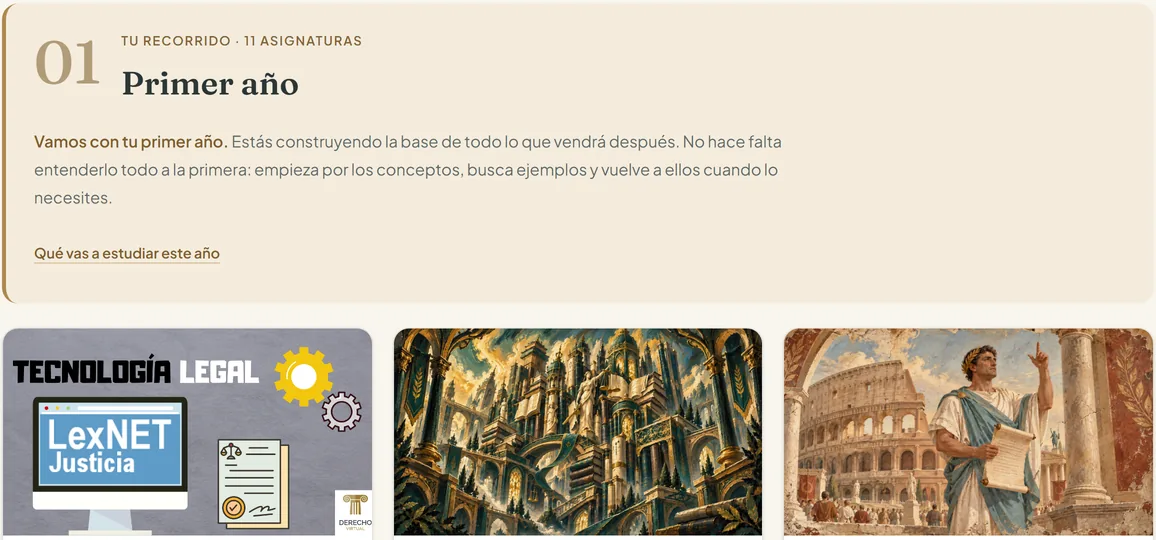 Asignaturas de primer curso en el pack Carlos III de la Academia de Derecho Virtual