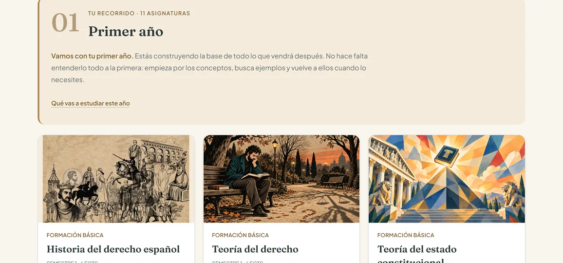 Asignaturas de primer curso en el pack UNED de la Academia de Derecho Virtual