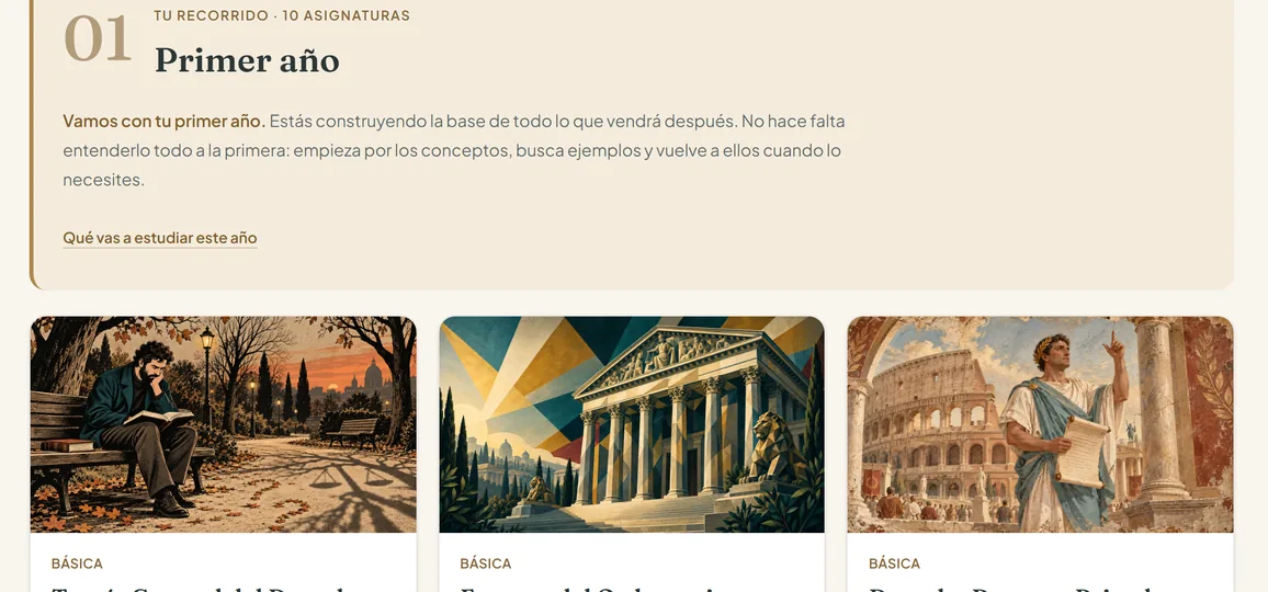 Asignaturas de primer curso en el pack UNIR de la Academia de Derecho Virtual