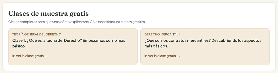 Clases de muestra gratis de Teoría General del Derecho y Derecho Mercantil II en el pack UNIR de la Academia de Derecho Virtual